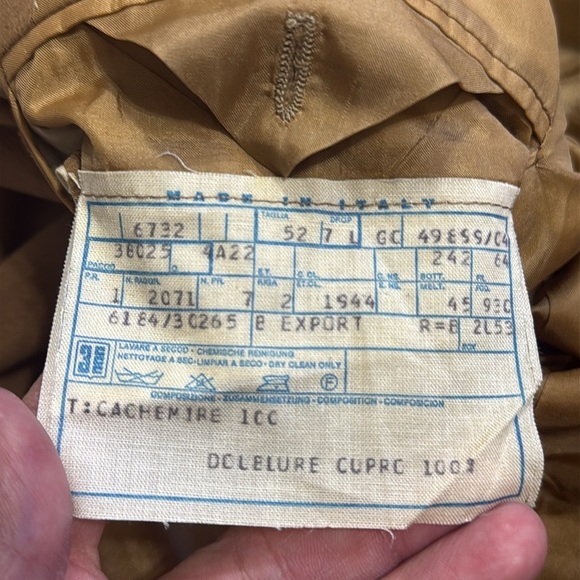 (R7) CERRUTI 1881, vintage 1944 jacket,100% cashmere for men, khaki, Sz 52,PARIS - Picture 9 of 16